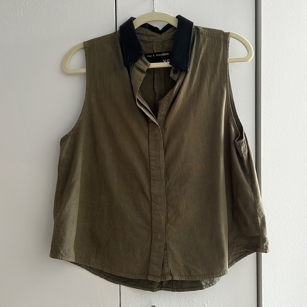 Rag & Bone leather collared shirt, XS